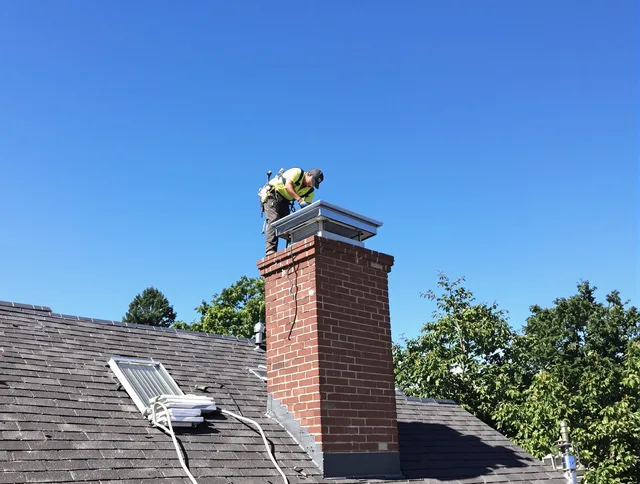 Winter Haven Chimney Sweep technician measuring a chimney cap in Winter Haven, FL