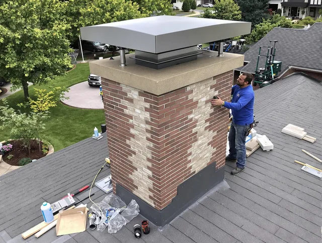 Winter Haven Chimney Sweep team working on a custom chimney remodel in Winter Haven, FL