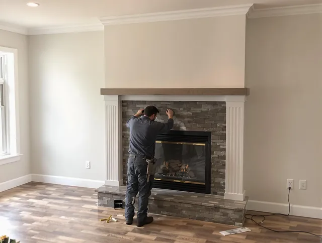 Winter Haven Chimney Sweep finishing a custom fireplace install in Winter Haven, FL
